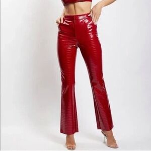 Meshki | Leilani Croc Faux Leather Staight Leg Pant